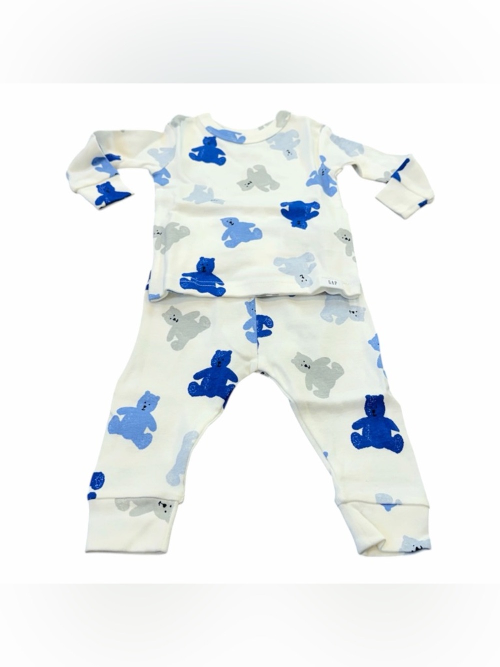 Baby GAP Organic Cotton 2 Piece Pajama Set Outfit, Size 3-6 Months Blue Bear NEW